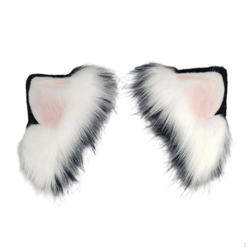 Eared Headband Faux Hair with Animal Ears Soft and Fuzzy Hairband for
