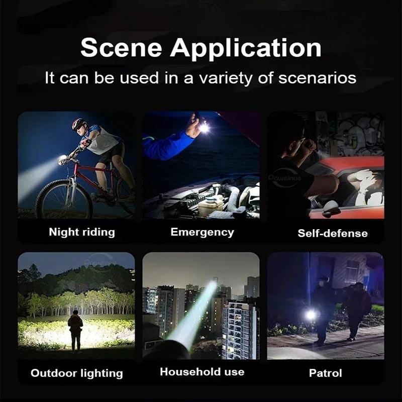 2000000LM Ultra-High Power Flashlight Digital Electronic Display Waterproof Torch Zoom Hand Light Outdoor Camping Lantern