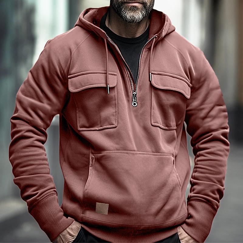 Herren Vintage Distressed Kapuzen-Sweatshirtjacke für Frühling, Herbst und Winter.