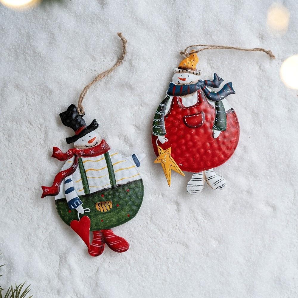 Cartoon Xmas Tree Embellishment Retro Metal Christmas Decorations Xmas Tree Hanging Pendant