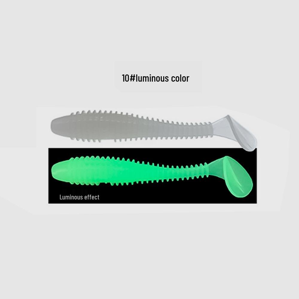 50-Piece Scented & Salted Ribbed T-Tail Soft Worm Lure for Fishing