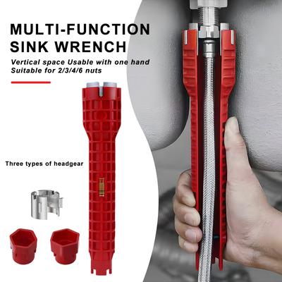24 In 1 Sink Faucet Wrench Multifunction Pipe Wrench Anti-Slip Handle Double Head Wrench For Kitchen Bathroom Water Pipe Repair