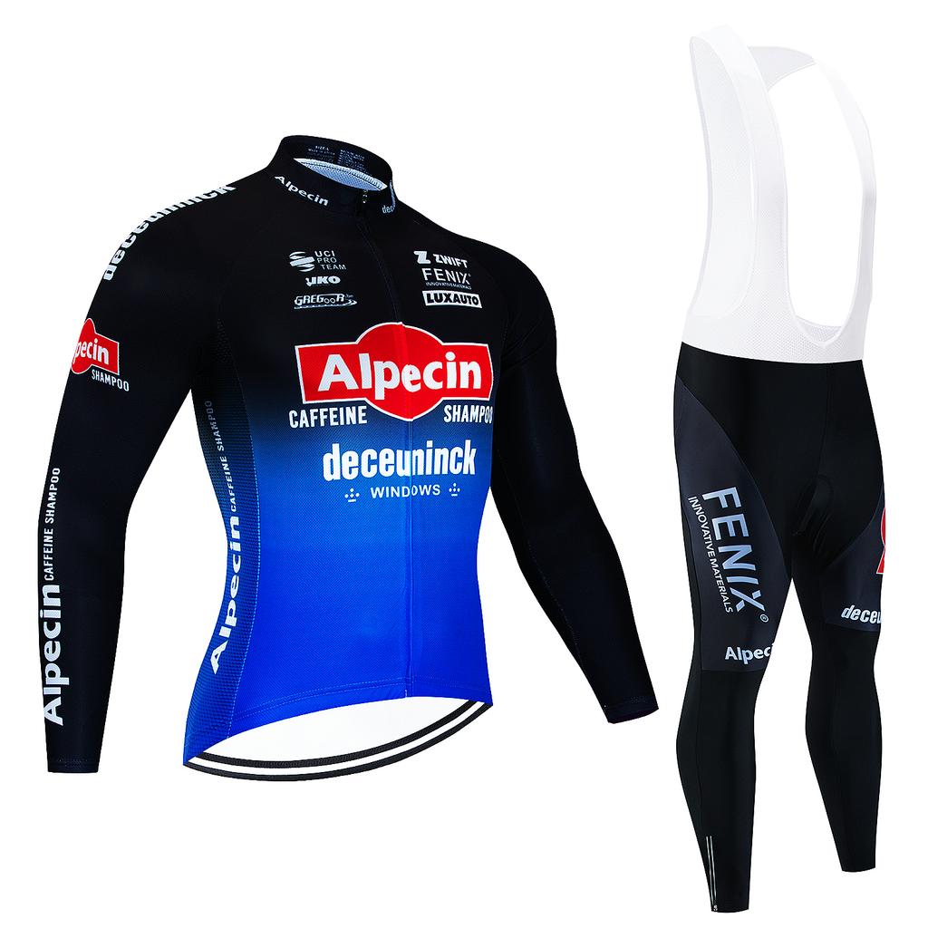 2026 Alpecin Deceuninck Paesi Bassi Set Maglia Ciclismo Manica Lunga Van der Poel Abbigliamento Giacca Termica Bici Tuta Pantaloni Salopette MTB