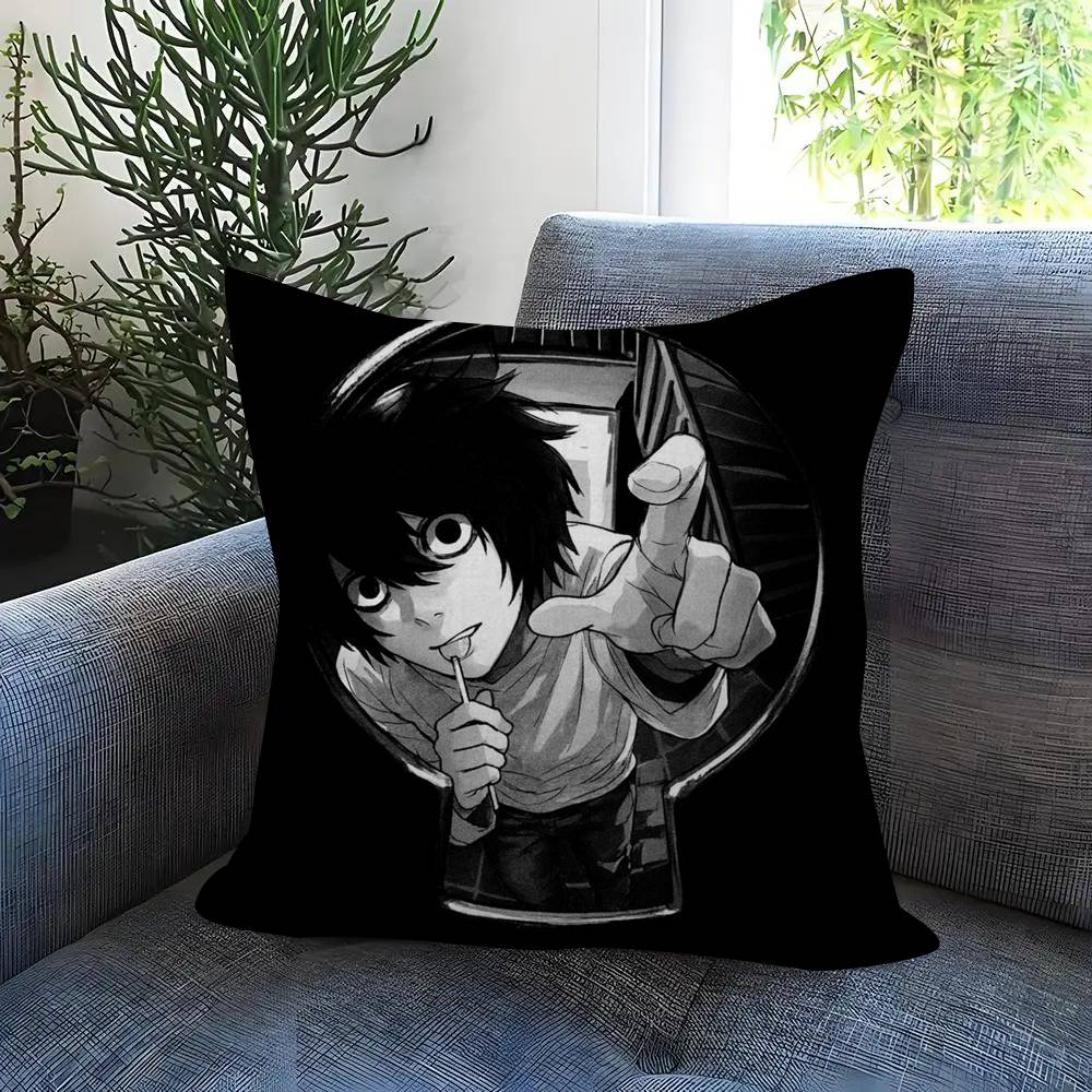 Anime Death Note Hororr Double-Sided Printed Pillow Cover Short Plush Suitable Living Rooms Bedrooms Sofas Throw Cushion Cover
