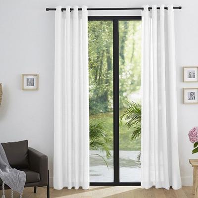 Pair of Eyelet Semi-sheer Curtains "Moonlight" Linen Effect Snow