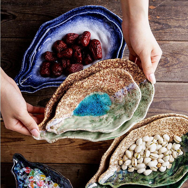Piatto per ostriche Piatto da cena in ceramica irregolare Ciotola da dessert Piatto da frutta Ciotola da insalata Vassoio per snack Piatto per salse Piatti decorativi Piatti