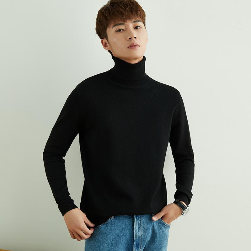 Solid Color Men's Sweater Men's Warm High Lapel Slim Big Yards Hedging Long-sleeved Knit Sweater High-neck Winter Sweater Popular