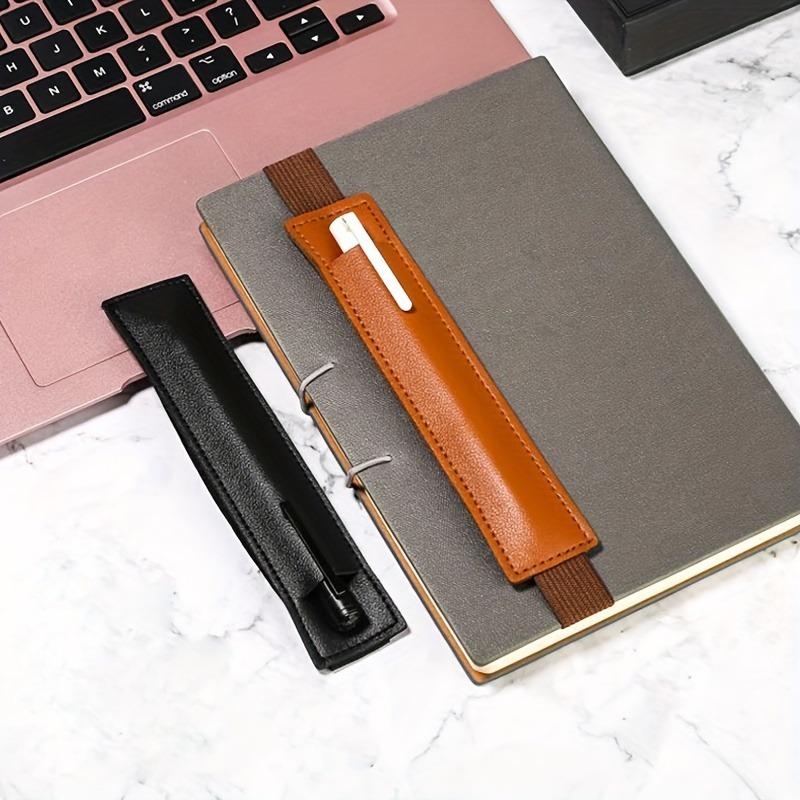 4pcs Adjustable Elastic Band Pen Holder PU Leather Pen Sleeve Pouch Elastic Notebook Pen Holder Detachable
