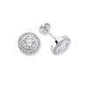 Round Full Diamond Halo Stud Earrings