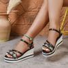 Fashion 2025 New Shoes Female Buckle Strap Women's Sandals Fashion String Bead Casual Summer Open Toe Plus Size Wedge Sandals Zapatos