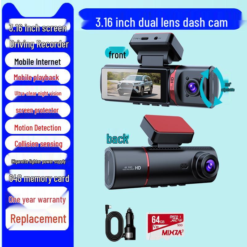 2025 Wireless 360° Dash Cam with Sentinel Mode & 24-Hour Parking Monitoring