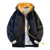 Mens Hoodies Color Zipper Cardigan Hoodie Loose Casual Long Sleeve Solid Color Sport Coat