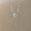 Elegant Butterfly Tassel Zircon Necklace - Women's Non-Fading Clavicle Chain Fashion Accessory
