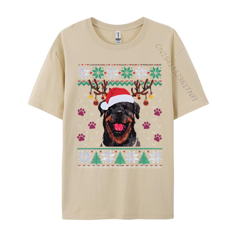 Rottweiler Christmas Santa Reindeer T Shirt Men New Fashion Tee Shirts Mens Casual TShirts Luxury Designer