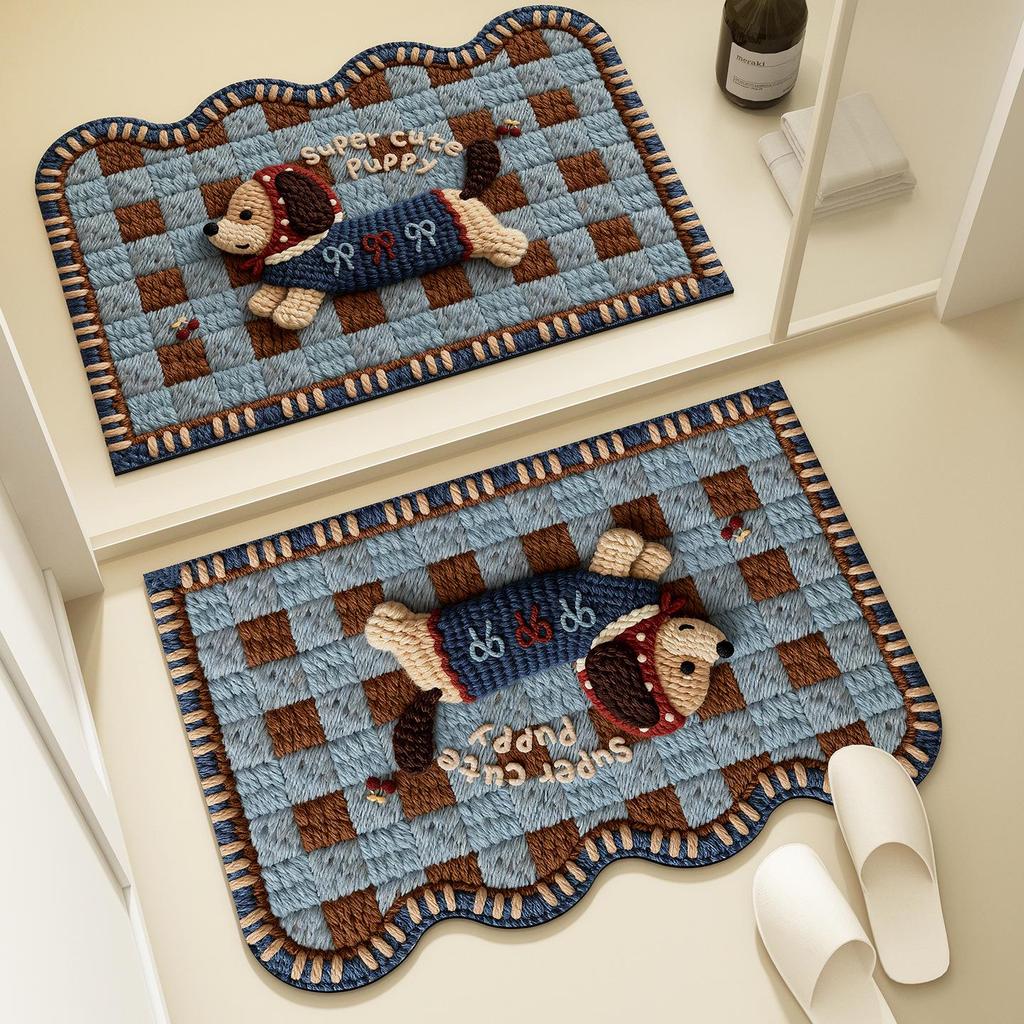 Cartoon Cute Quick-Dry Non-Slip Bathroom Mat - Absorbent, Dirt-Resistant, Easy-to-Clean Diatomaceous Earth Design.