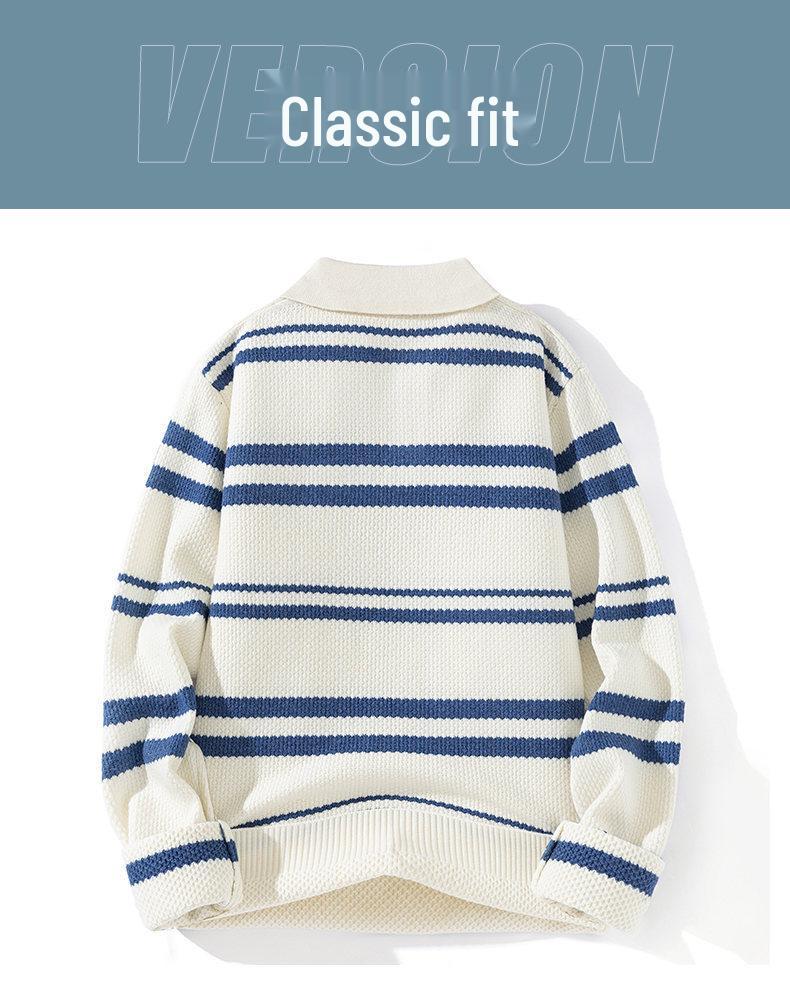 2025 Autumn/Winter Henley Collar Men's Knit Base Layer Sweater