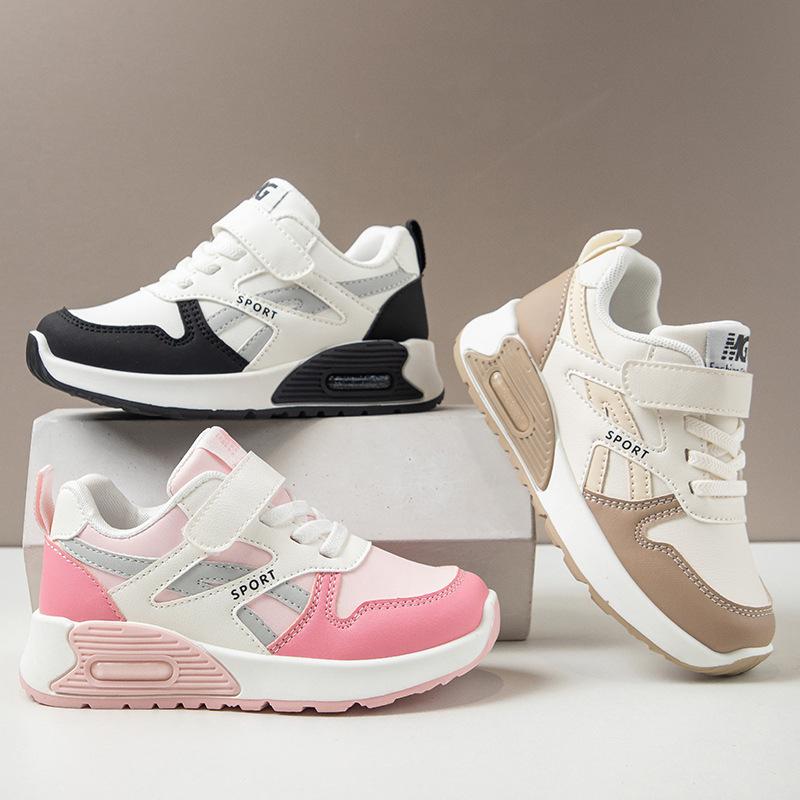 Children's Leather Sneakers 2025 Autumn New Soft-soled Lightweight Non-slip Fashion Versatile Medium and Older Children's Casual Shoes