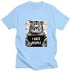 I Hate People Meow Tričko s potiskem Fun Cat Print Trička Volné Street Krátký rukáv Dámské/Mužské 100% bavlna Oblečení Neformální tričko