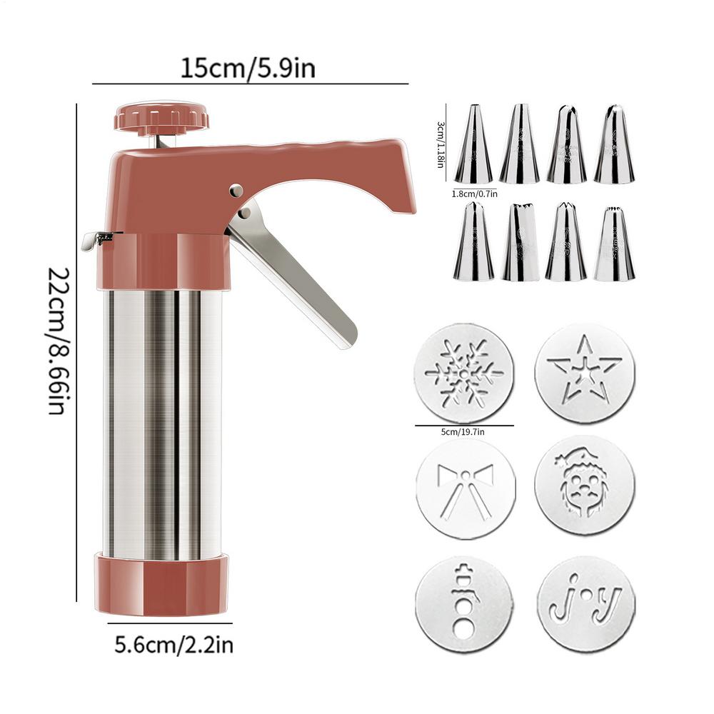 

Stainless Steel Cookie Maker Manual Baking Tool Home Kitchen Machine for Dough Pastry Press, Pizzelle Cake Dessert