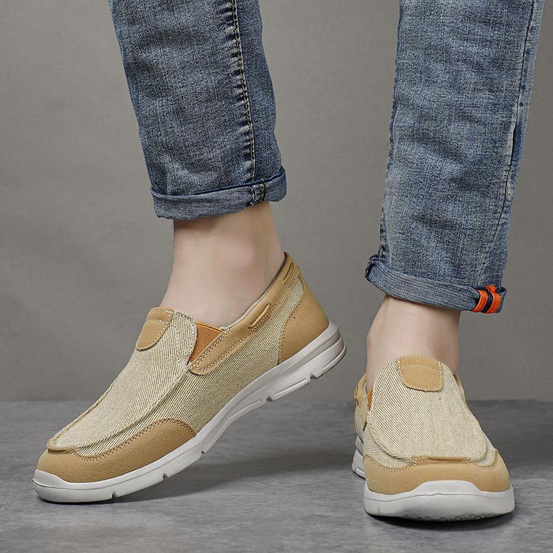 Men Shoes Summer Canvas Shoes Breathable Comfortable Outdoor Slip On Walking Sneakers Classic Loafers Shoes For Men