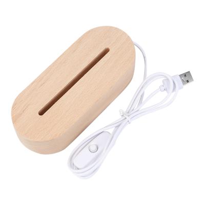 8-1pcs LED Wood Light 3D Crystal Glass Rectangle LED Lights Plate Display Base USB Wooden Lighted Base Stand for Resin Art Decor