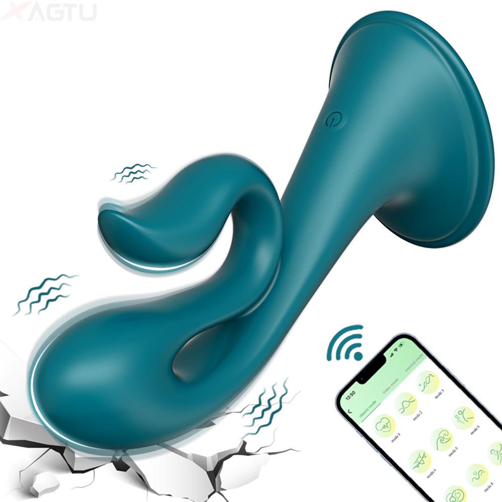 Remote-Control Dual Vibration Suction Cup Massager for Women - Silent Dormitory Use