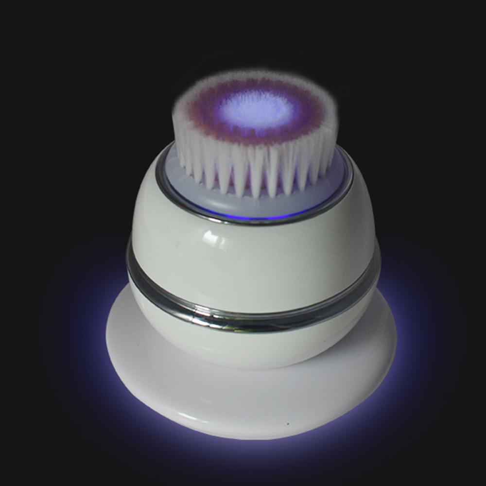 Mini LED Sonic Vibrating Skin Deep Cleansing Rechargeable Electric Facial Scrub Cleaning Brush with 2 Brush Heads