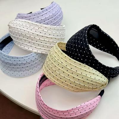 Korean Spring and Summer Fresh Wide-edged Polka Dot Headband Women's  New Pressure Hairpin Fashion Headband Hair Accessories