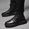 Men's High-Top Cowhide Leather Boots, Autumn/Winter British Style, Velvet-Lined, Warm Casual Flats