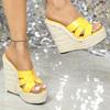 Fashion Sexy 14cm High Heel Woven Platform Sandals Women Party Shoes Model Drag Shoes Waterproof Sole