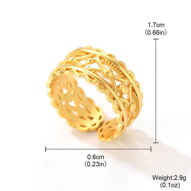 New fashion trend original niche design antique engraved hollow lace wide version ring retro open ring