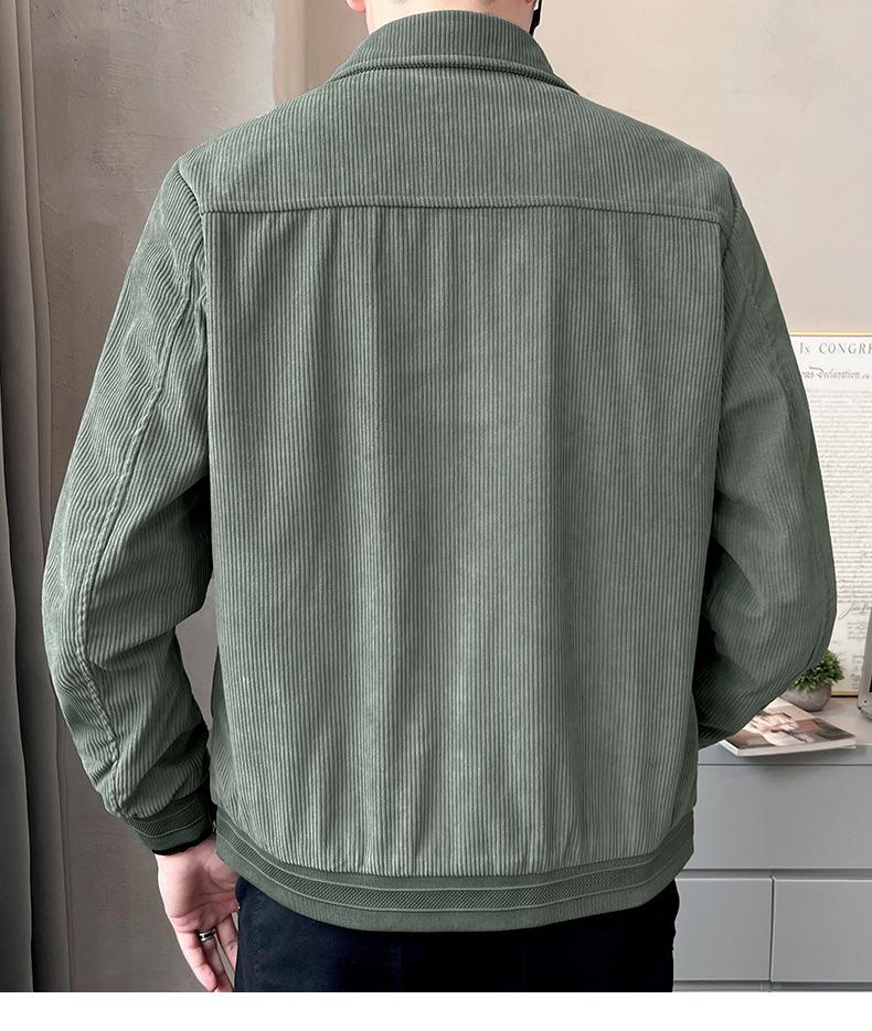 Romon Men's Corduroy Lapel Jacket - 2025 Trendy Spring/Autumn Casual Business Coat