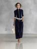 Women's Autumn Winter Fashion Casual Sports Set Korean Velvet Long Sleeve Solid Color High Neck Zipper Wide Leg Pants