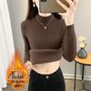 2025 Women's Velvet Knit Half-Turtleneck Sweater: Cozy Winter Base Layer Top