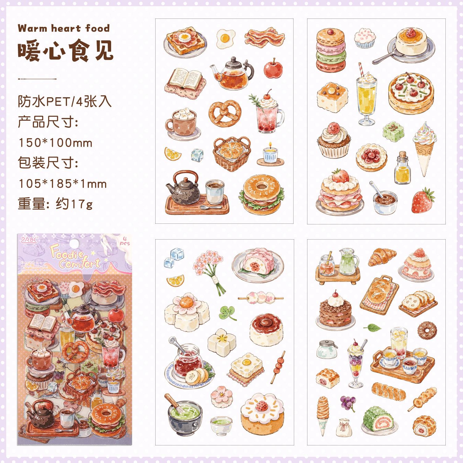 

4Pcs Kawaii Food Theme Stickers Daily Life Snacks Drinks DIY Diary Album Scrapbook Journal Decor Supplies