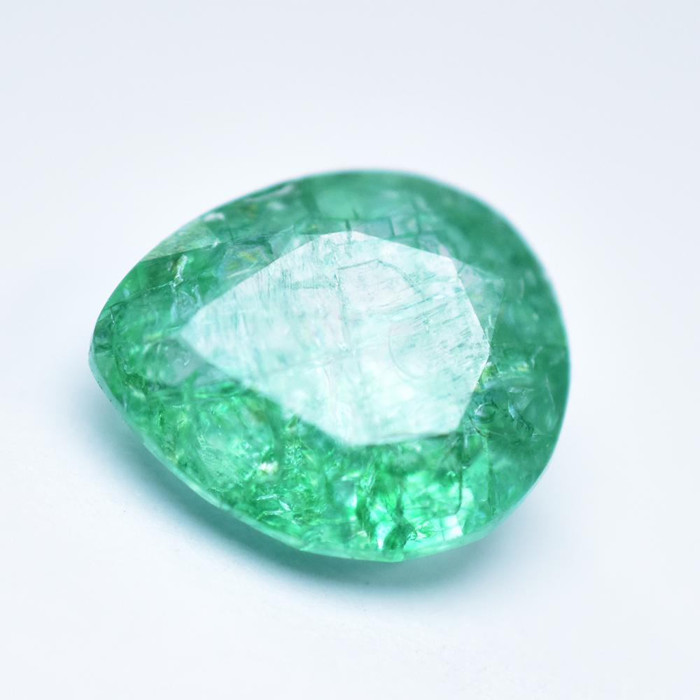 5.05 Ct Pear Shape NATURAL Green Emerald Loose Gemstone For Collection