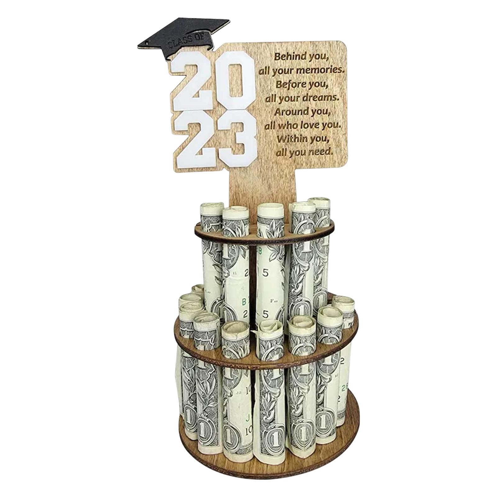 Wooden Money Cake Holder Savings Wallet Holder for Graduation Gift Ideas белый