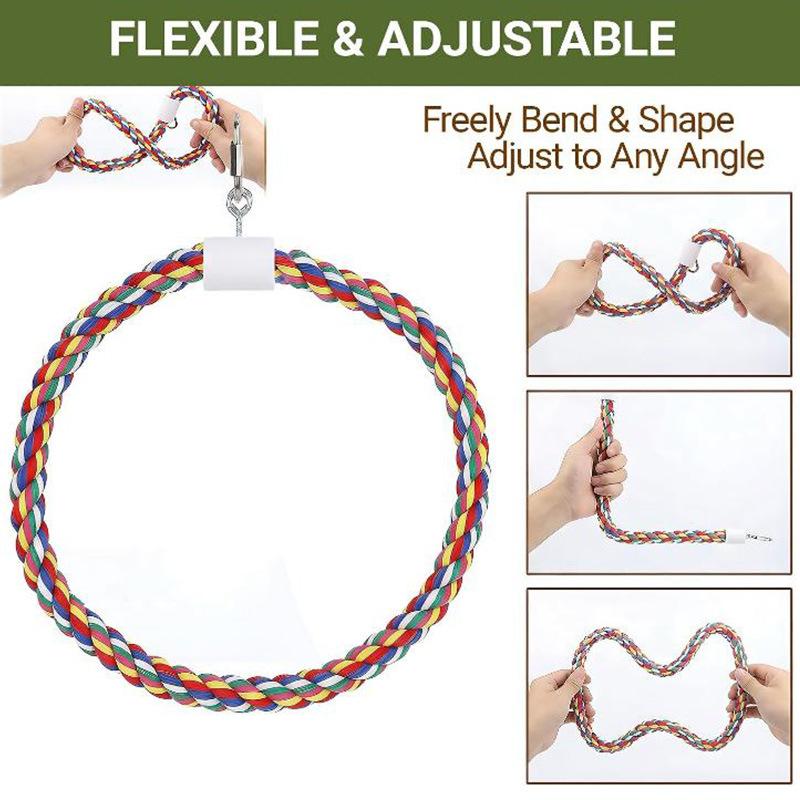 Cotton Rope Swing with Rotating and Climbing Circle for Birds