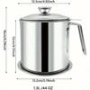 Bacon Grease Container With Strainer, 1.3L And 1.7L And 2.1L Grease Strainer And Container With Dust-Proof Lid, 304 Stainless Steel Oil Filter Storage