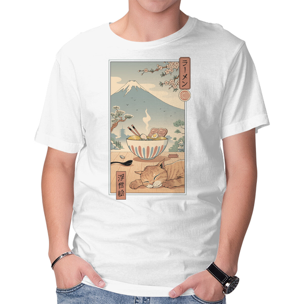 Unisex Crew Neck T-Shirt A Perfect Ramen Weather Graphic Short Sleeve Casual Tee XS