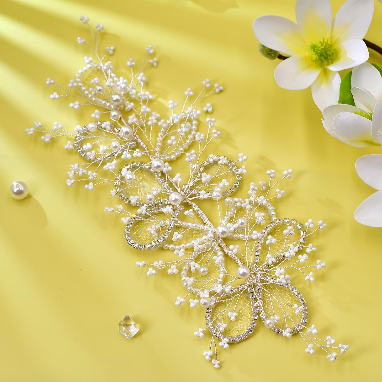 

Свадебный головной убор, аксессуары для волос, вечерние украшения для волос, тиара, искусственный жемчуг, ажурный боковой головной убор для свадьбы