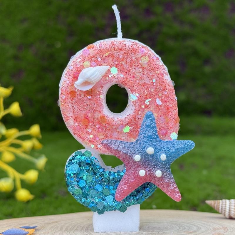 

Creative Digital Birthday Candle Cake Party Decoration First Birthday Candle Handmade Diy Ocean Starfish 9