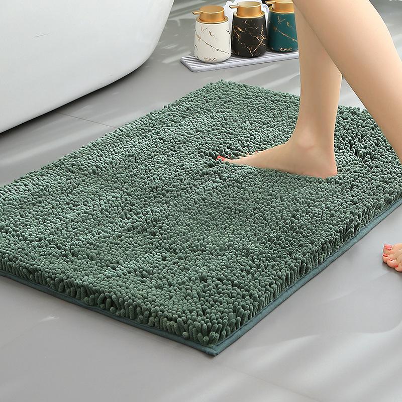 Chenier Thickened Solid Color Bathroom Floor Mat, Bathroom Non-Slip Foot Mat, Household Bathroom Door Absorbent Dirt-Resistant Carpet