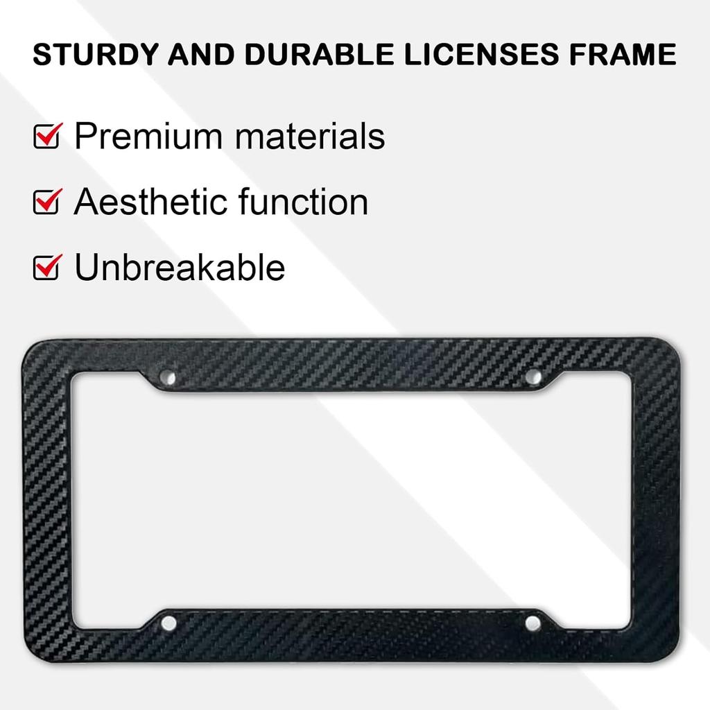 Wanheart 2-Pack Carbon Fiber License Plate Frames – Standard 12×6 Fit with Screws & Caps, Durable Waterproof Plate Covers Kit for Car SUV Truck