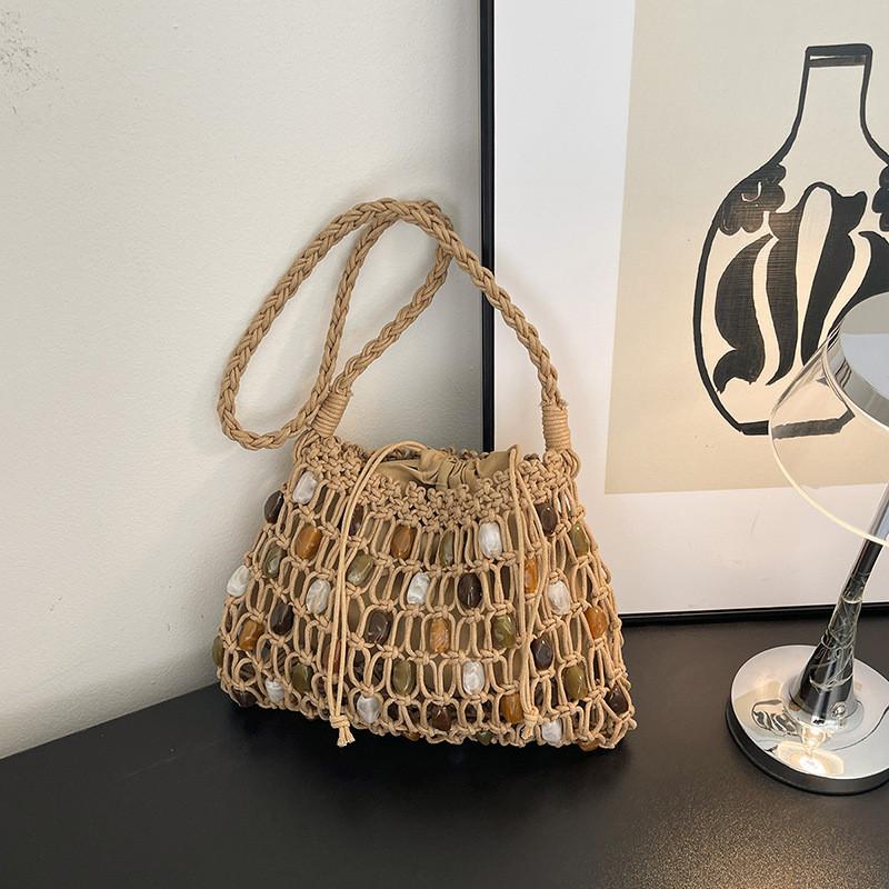 IELGY Underarm Hollow Woven Bag Summer Daily Commuter All-Match One-Shoulder Bucket Bag