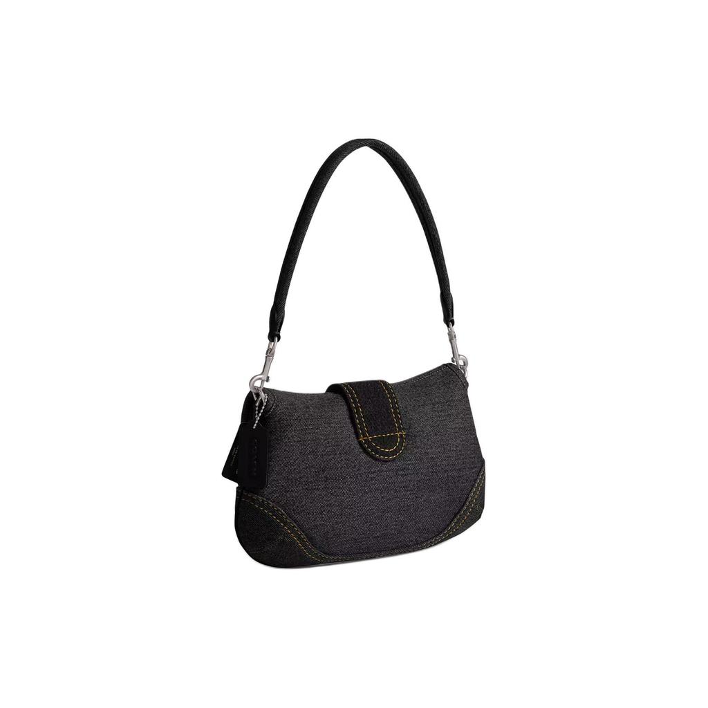 Coach Soho 27 Casual Minimalist Denim And Recycled Leather Wallet Shoulder Bag Large Women bags Black CR737-LHBLC