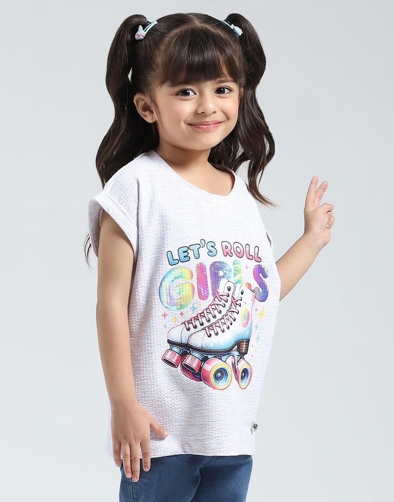 MONTE CARLO Girls Printed Round Neck Top