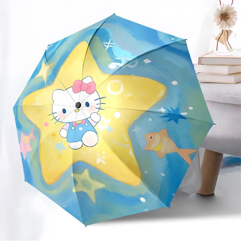 1pc Hello Kitty, Starfish Automatic Open/Close Umbrella, Lightweight Design for Everyone,Durable Canopy yy251014082