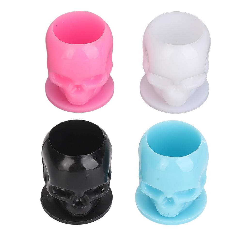 800 Stück Tattoo-Tintenbecher in Totenkopfform, 4 Farben, stabile Basis, verdicktes Einweg-Microblading-Pigment C