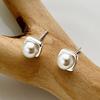 Korean New Simple Exquisite White Imitation Pearl Stud Earrings For Women Girls Minimalist Ear Jewelry Gifts Wholesale